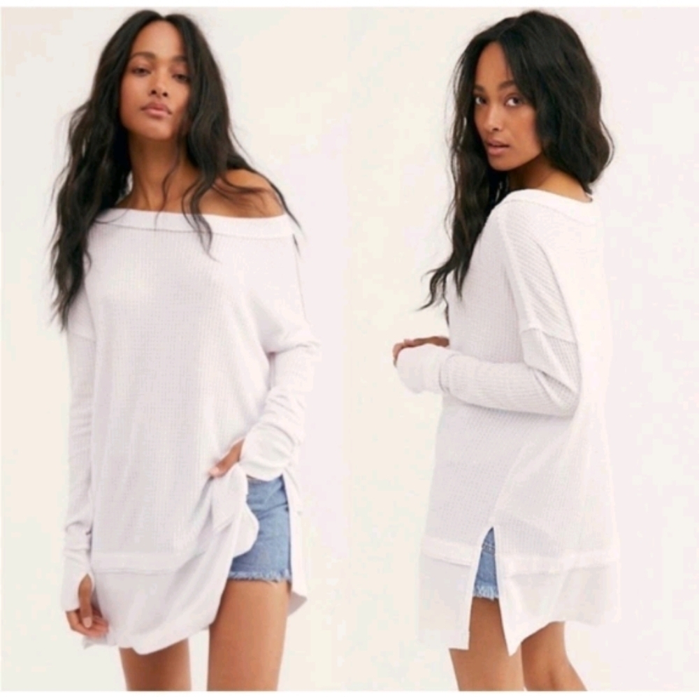 free people we the free North Shore Thermal Tunic Top  white sz xs